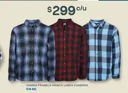 Soriana Híper Camisa franela manga larga cuadros oferta