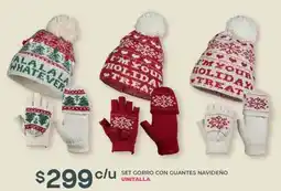 Soriana Híper Unitalla set gorro y bufanda pompón oferta