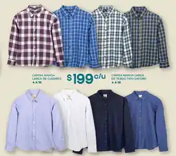 Soriana Híper Camisa manga larga de cuadros oferta