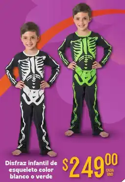 Soriana Híper Disfraz infantil de esqueleto color blanco o verde oferta