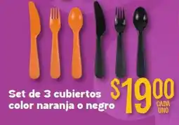 Soriana Híper Set de 3 cubiertos color naranja o negro oferta