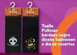 Soriana Híper Toalla pullman bordada negro diseño halloween o día de muertos oferta