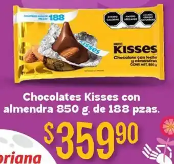Soriana Híper Kisses con almendra chocolates oferta
