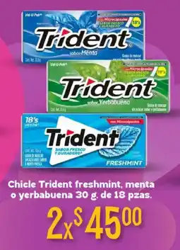 Soriana Híper Chicle trident freshmint, menta o yerbabuena oferta