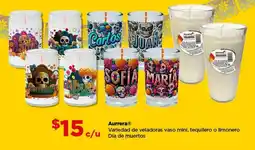 Bodega Aurrerá Aurrera veladoras vaso mini, tequilero o limonero oferta