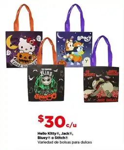 Bodega Aurrerá Hello Kitty, Jack, Bluey o Stitch bolsas para dulces oferta
