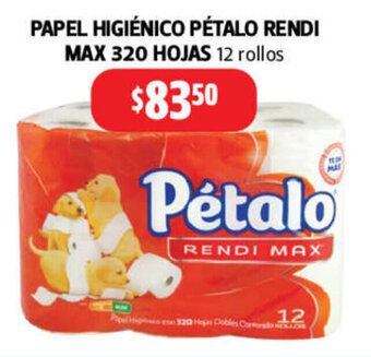 Farmacias Guadalajara Papel Higiénico Pétalo Rendi Max 320 Hojas 12 rollos oferta