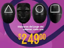 Soriana Híper Máscaras del juego del calamar, cada una oferta