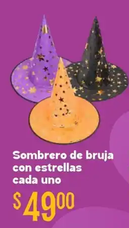 Soriana Híper Sombrero de bruja con estrellas cada uno oferta