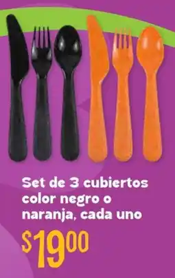 Soriana Híper Set de 3 cubiertos color negro o naranja, cada uno oferta