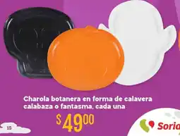 Soriana Híper Charola botanera en forma de calavera calabaza o fantasma, cada una oferta