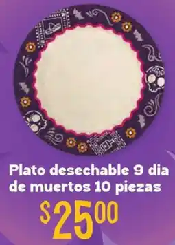 Soriana Híper Plato desechable 9 dia de muertos oferta