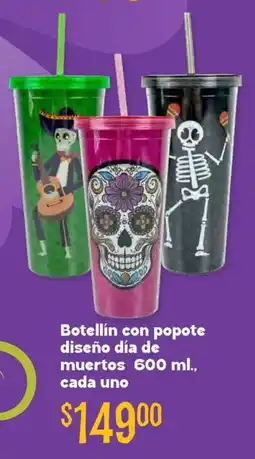 Soriana Híper Botellín con popote diseño día de muertos oferta
