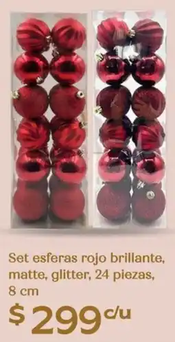 Soriana Híper Set esferas rojo brillante, matte, glitter oferta