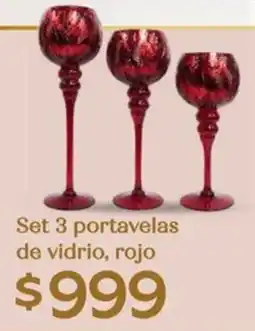 Soriana Híper Set 3 portavelas de vidrio, rojo oferta