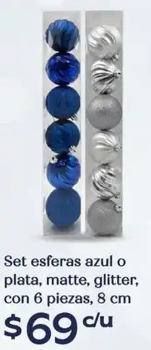Soriana Híper Set esferas azul o plata, matte, glitter oferta