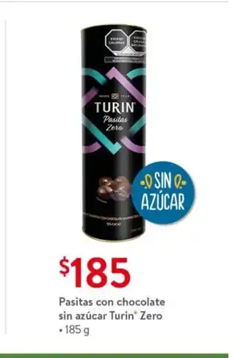 Walmart Pasitas con chocolate sin azucar Turin Zero 185g oferta