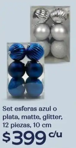 Soriana Híper Set esferas azul o plata, matte, glitter oferta