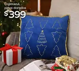 Soriana Híper Cojín azul, pinos dorados oferta