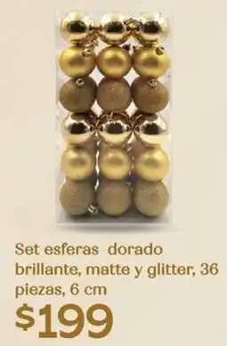 Soriana Híper Set esferas dorado brillante, matte y glitter oferta