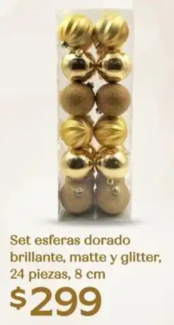 Soriana Híper Set esferas dorado brillante, matte y glitter oferta