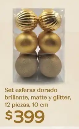 Soriana Híper Set esferas dorado brillante, matte y glitter oferta