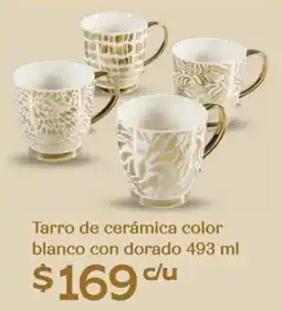 Soriana Híper Tarro de cerámica color blanco con dorado oferta