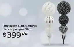 Soriana Híper Ornamento jumbo, esferas blancas y negras oferta