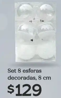 Soriana Híper Set 8 esferas decoradas oferta