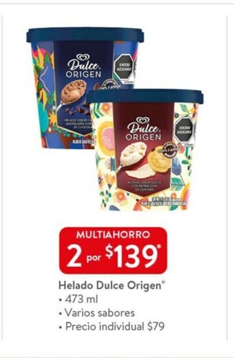 Walmart Helado Dulce Origen 473ml oferta