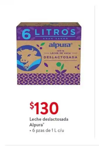 Walmart Leche deslactosada Alpura 6 pzas de 1 L c/u oferta