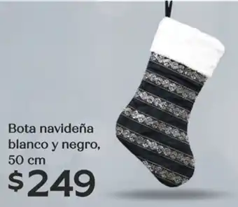 Soriana Híper Bota navideña blanco y negro oferta