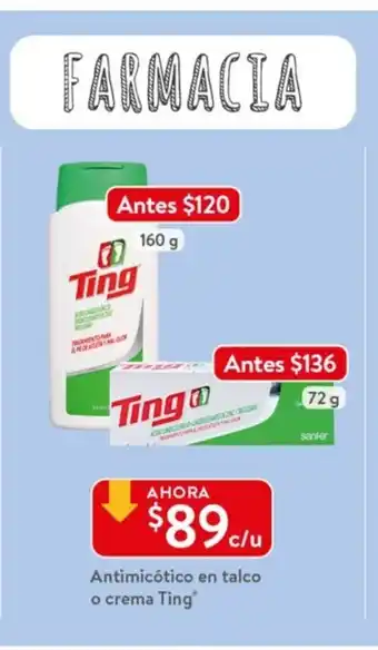 Walmart Antimicotico en talco o crema Ting oferta
