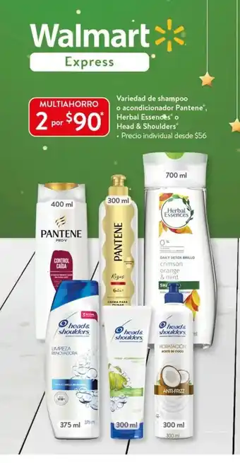 Walmart Variedad de Shampoo o Acondicionador Pantene Herbal Essences o Head & Shoulders oferta