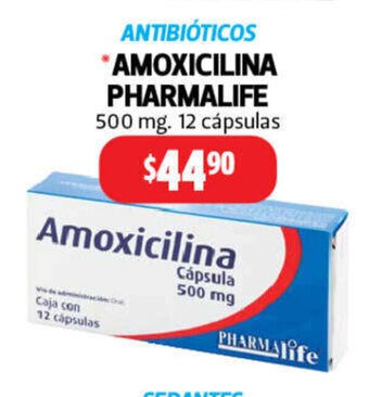 Farmacias Guadalajara Amoxicilina Pharmalife 500mg 12 capsulas oferta