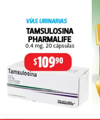 Farmacias Guadalajara Tamsulosina Pharmalife 0.4mg 20 Capsulas oferta