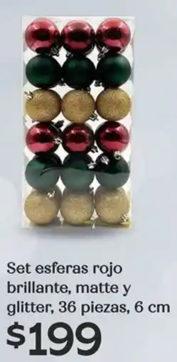 Soriana Híper Set esferas rojo brillante, matte y glitter oferta