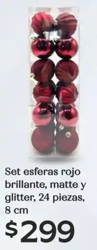 Soriana Híper Set esferas rojo brillante, matte y glitter oferta