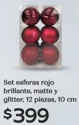 Soriana Híper Set esferas rojo brillante, matte y glitter oferta