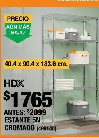 Estante cromado de 5 niveles 40.4 x 90.4 x 183.6 cm