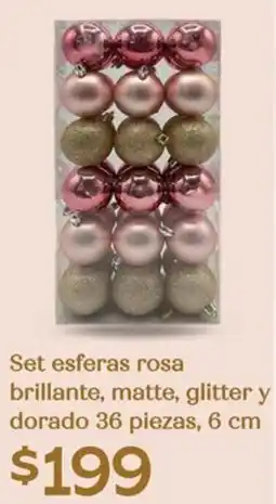 Soriana Híper Set esferas rosa brillante, matte, glitter y dorado oferta