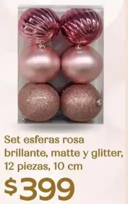 Soriana Híper Set esferas rosa brillante, matte y glitter oferta