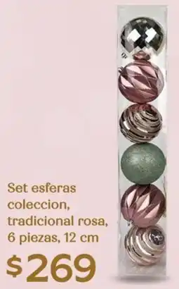 Soriana Híper Set esferas coleccion, tradicional rosa oferta