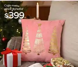 Soriana Híper Cojín rosa, pinos dorados oferta