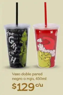 Soriana Híper Vaso doble pared negro o rojo oferta