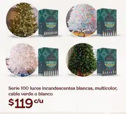 Soriana Híper Serie 100 luces incandescentes blancas, multicolor, cable verde o blanco oferta
