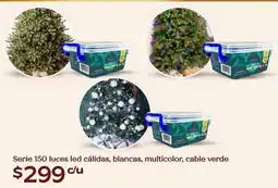 Soriana Híper Serie 150 luces led cálidas, blancas, multicolor, cable verde oferta