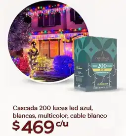 Soriana Híper Cascada 200 luces led azul, blancas, multicolor, cable blanco oferta