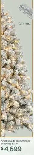 Soriana Híper Árbol nevado preiluminado con piñas oferta