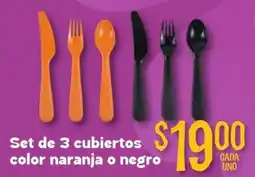 Soriana Mercado Set de 3 cubiertos color naranja o negro oferta